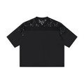 Unisex Lace Paneling V-Neck T-Shirt