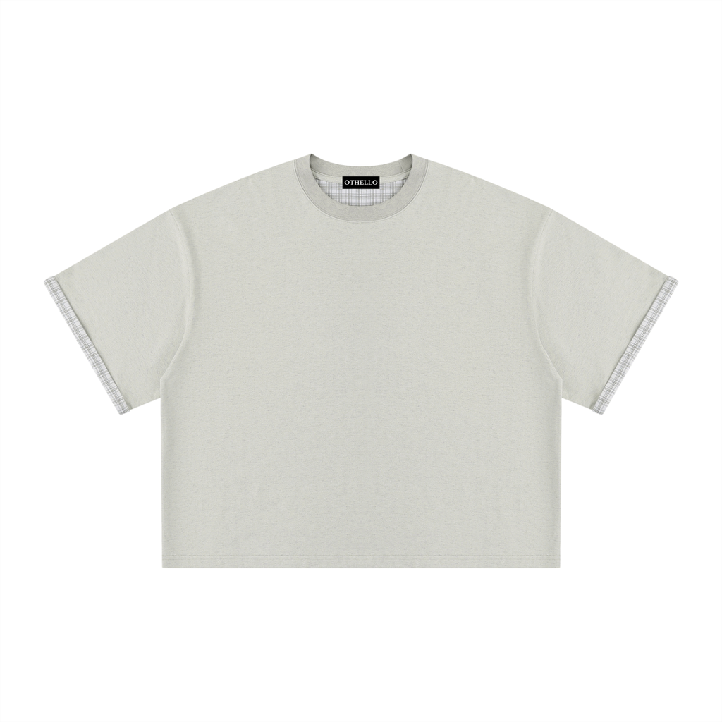 Unisex Boxy Plaid-Lined Double-Face T-Shirt