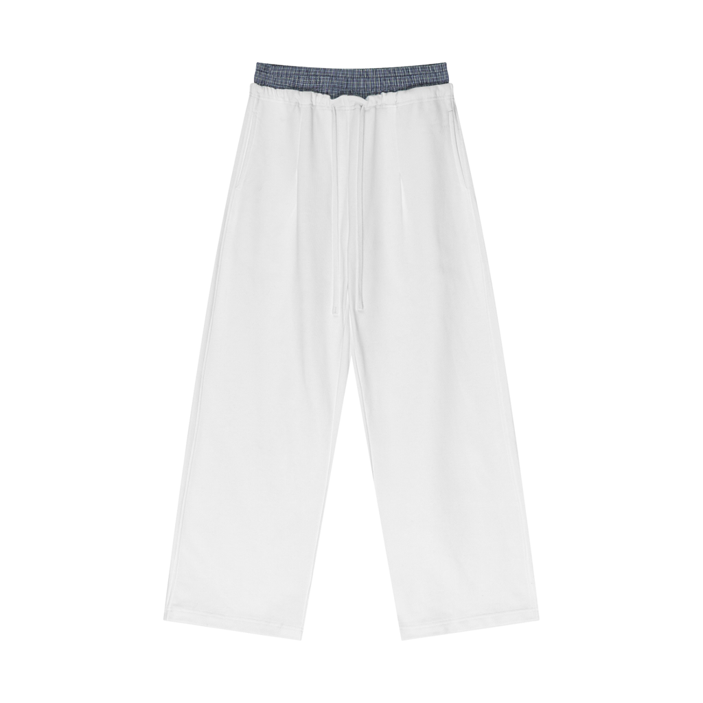 Plaid Contrast Waist Pants